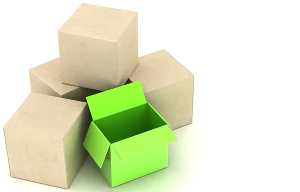 3D візуалізація картонної коробки — стокове фото