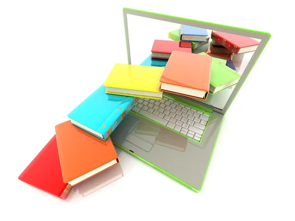 Concept books in laptop — Stock Photo, Image