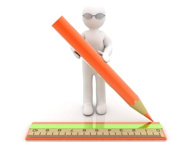 3D insanlar kavramı cetvel ve kalem