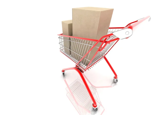 Koncept - 3d Shopping cart — Stockfoto