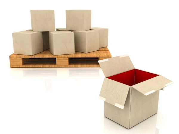 Konzept - 3D-Kartons — Stockfoto