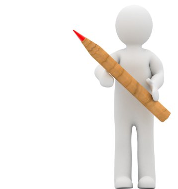 bir adam bir kurşun kalemle el 3d kavramı ile