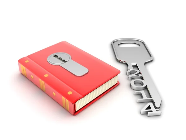 Red book with the key concept of 3d — Stock Photo, Image