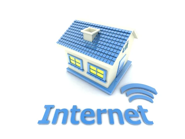 Casa Internet, Wi-Fi conceito 3d — Fotografia de Stock