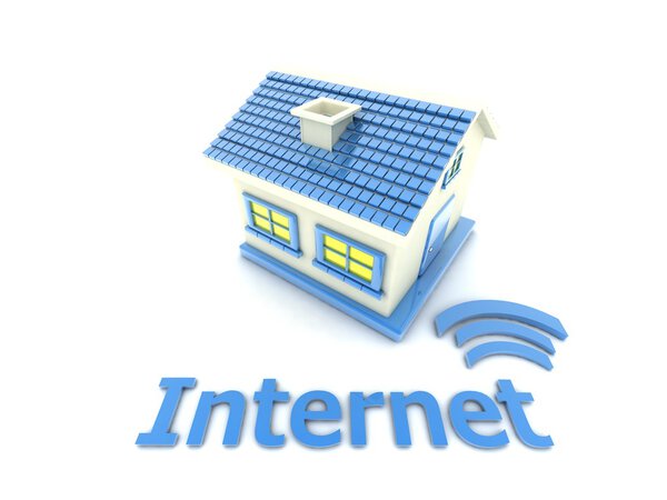 家、インターネット、Wi fi 概念 3 d — ストック写真