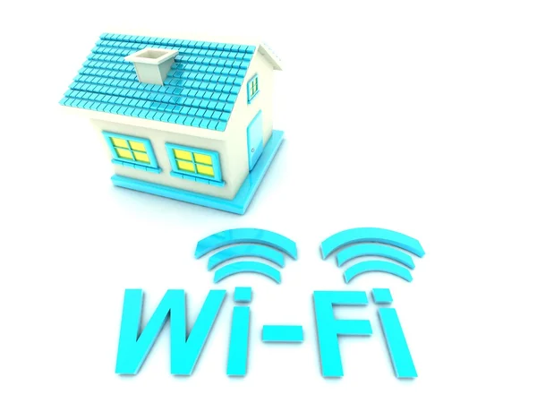 Casa Internet, Wi fi concepto 3d — Foto de Stock