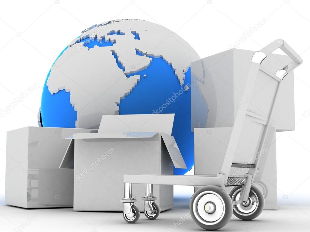 delivery cargo around the world concept