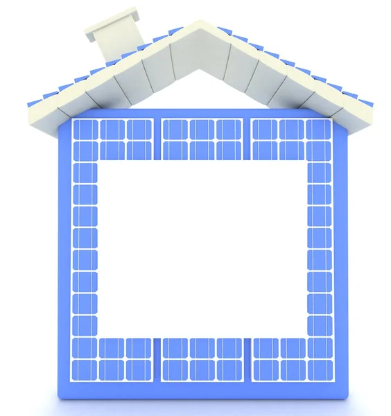 Huis met zonnepanelen Concept - 3d — Stockfoto