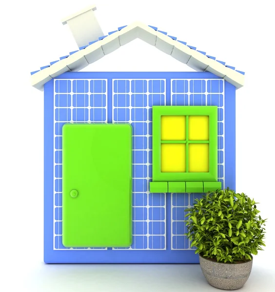 Haus mit Sonnenkollektoren-Konzept - 3d — Stockfoto