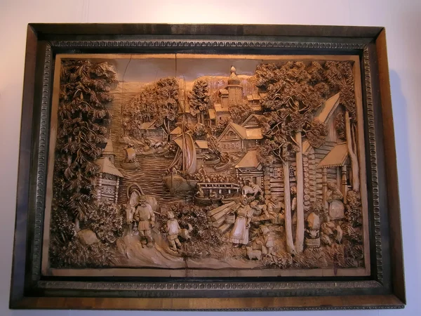 Wood carved picture — Stock Photo, Image