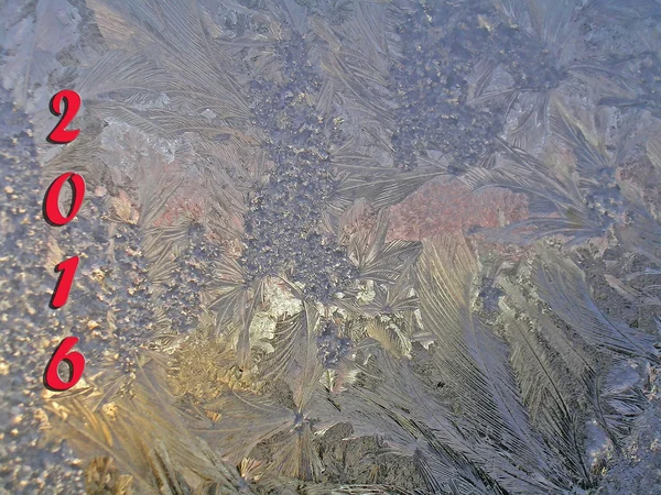 2016 Ano Novo sobre fundo de gelo — Fotografia de Stock