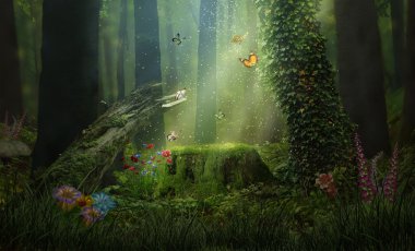 Fantasy lights in the forest clipart