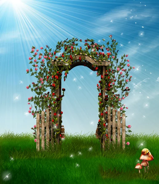 Fantasy fence in a spring day — Stock Photo, Image