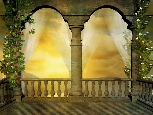 梦幻般的阳台和日落 — 图库照片