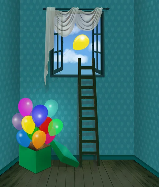 Habitación con globos — Foto de Stock