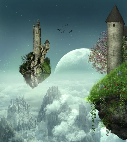 Floating castles. Elements of the image furnished by NASA — Stock Photo, Image