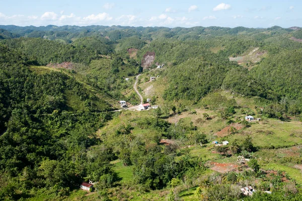 Vista Aérea Mañana Paisaje Tropical Pequeño Pueblo Jamaica — Foto de Stock