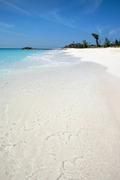 Bahamalar Issız Adası Half Moon Cay Deki Şeffaf Sahil Sularının — Stok fotoğraf