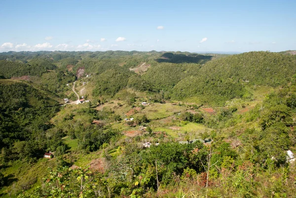 Morning Aerial View Small Village Hilly Countryside Landscape Jamaica — Stock Photo, Image