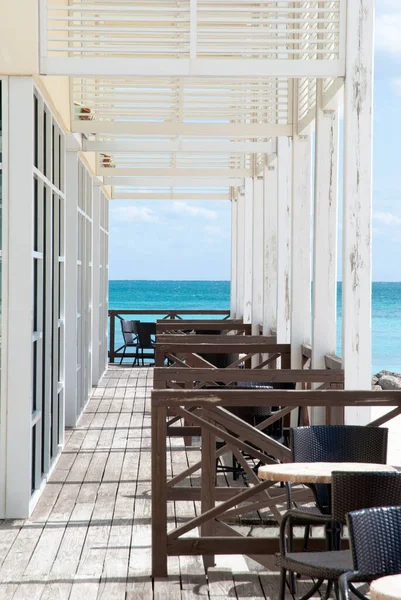 View Caribbean Sea Empty Restaurant Grand Bahama Island Lucaya Beach — Stock Photo, Image