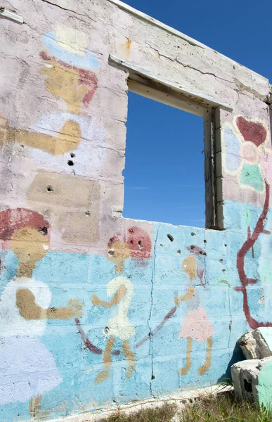 Das Graffiti Einer Hauswand Die Durch Den Hurrikan Auf Der — Stockfoto