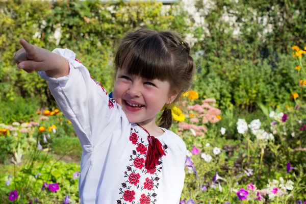 Little girl in Ukrainian blouse — Stock Photo, Image