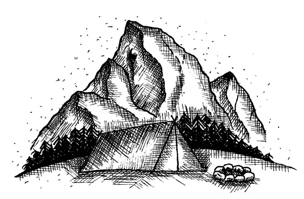 Кемпинг в горных лыжах — стоковый вектор