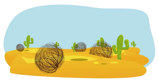 Kaktusz és a tumbleweed sivatagban — Stock Vector