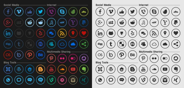 Round web icons with line style — Stockvector