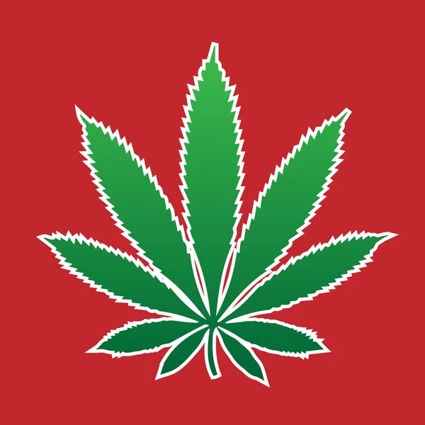 Folha de maconha com fundo vermelho —  Vetores de Stock