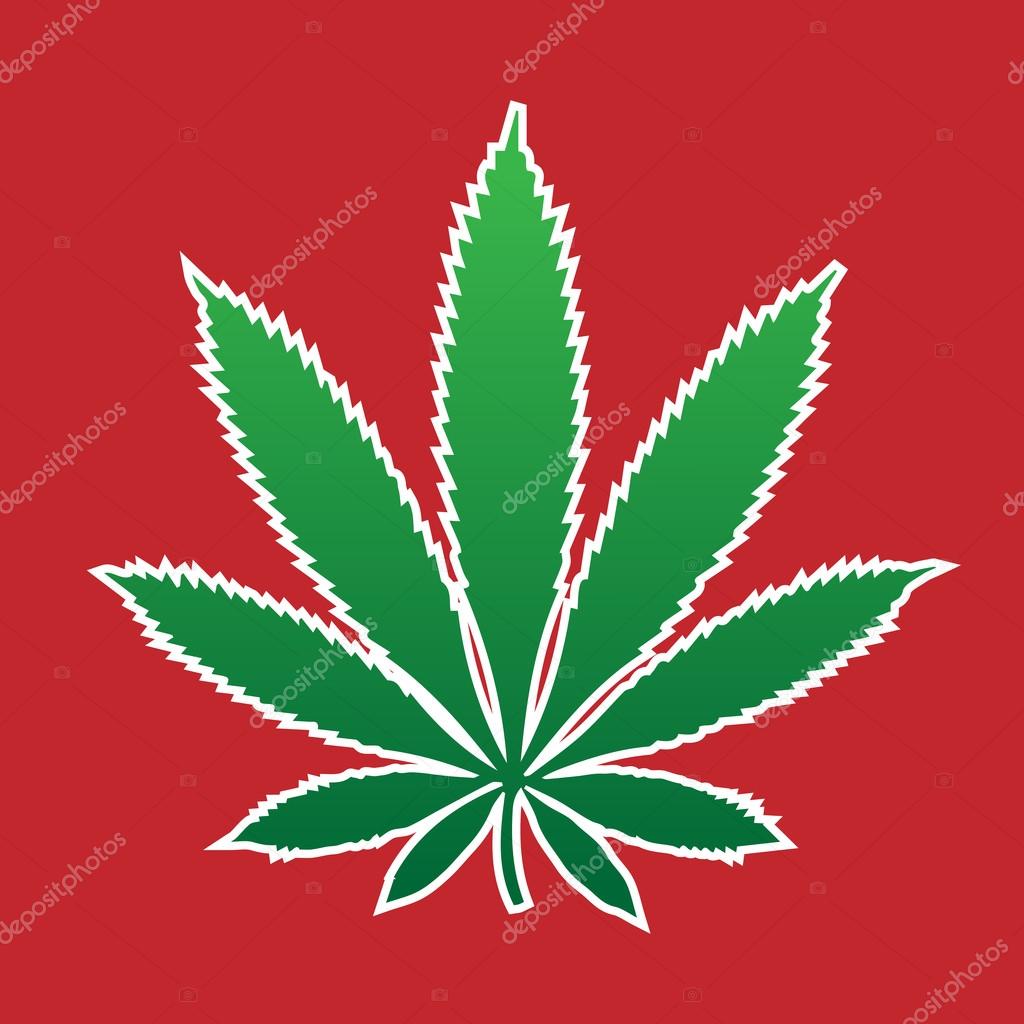 Marijuana leaf with red background — Stock Vector © muditha88sell #79222488