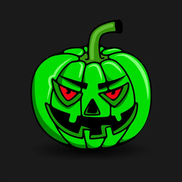 Abóbora halloween verde — Vetor de Stock