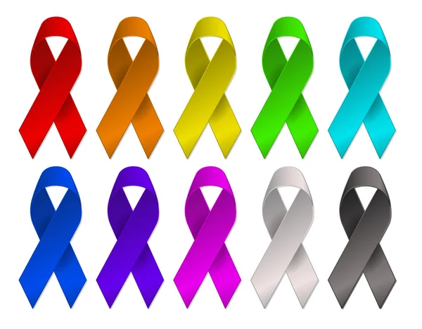 Colors cancer awareness multi color ribbons — Stock Vector