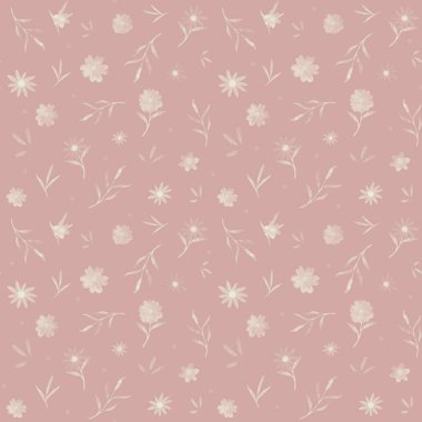 Suluboya şeffaf bej çiçekler ve yumuşak pembe arka planda yapraklar. Tekstil, kumaş, kız eşyaları, duvar kağıtları, davetiyeler, kartlar, ev dekorları, perdeler, koleksiyon defterleri için güzel bir kadın tasarımı