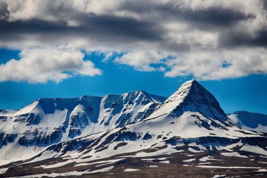 kar, İzlanda, dağ, dağlar, doğa, gökyüzü, bulutlar, seyahat, turizm