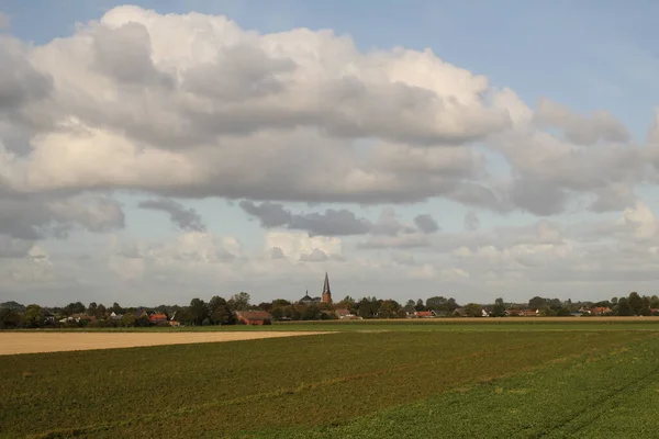 Een Hollands Landelijk Landschap Met Een Klein Dorpje Zeeland Met — Stockfoto