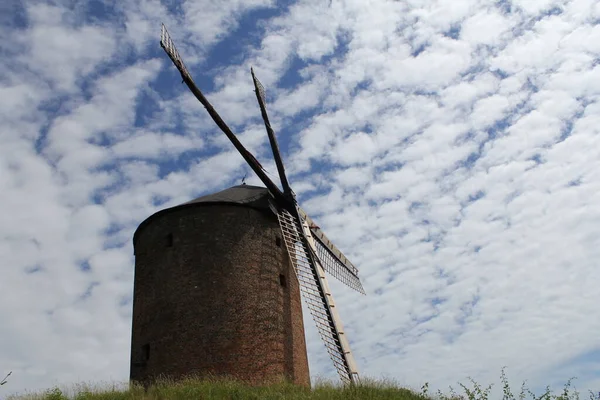 Old Tower Mill Zeddam Holland Closeup Funny Cloudy Background — Stock Photo, Image