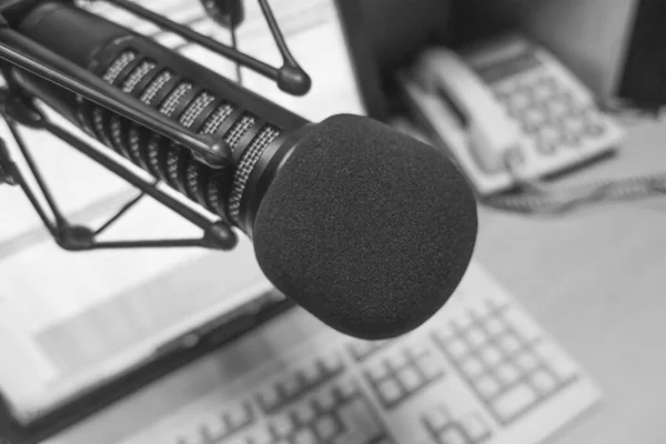 Professional Microphone Sound Mixer Radio Station Studio — Stock Photo, Image
