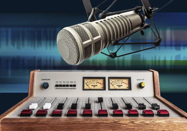 Microphone Professionnel Mixeur Sonore Dans Studio Station Radio — Photo