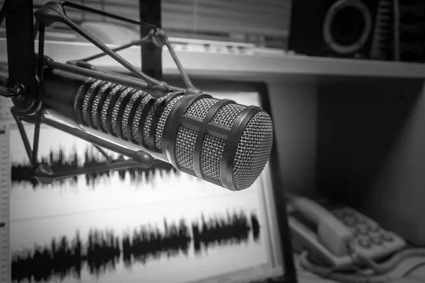 Profesjonalny Mikrofon Studiu Stacji Radiowej Obrazek Stockowy