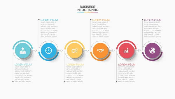 Visualização Dados Negócios Linha Tempo Ícones Infográficos Projetados Para Abstrato —  Vetores de Stock