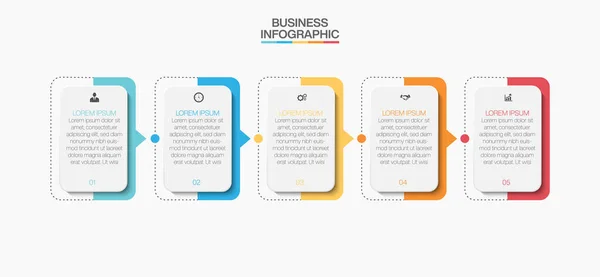 Visualização Dados Negócios Linha Tempo Ícones Infográficos Projetados Para Abstrato — Vetor de Stock