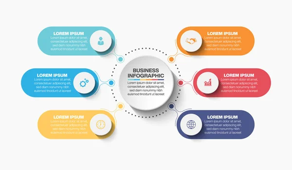 Cercle Affaires Icônes Infographiques Timeline Conçues Pour Modèle Fond Abstrait — Image vectorielle