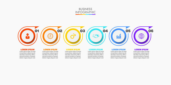 Presentation business infographic template with 6 options.