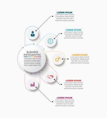 Sunum İş Çemberi 5 seçenekli bilgi şablonu.