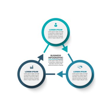 Sunum İş Çemberi 3 seçenekli bilgi şablonu.