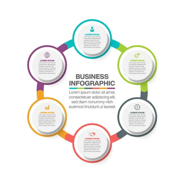 Präsentation Geschäftskreis Infografik Vorlage Mit Optionen — Stockvektor