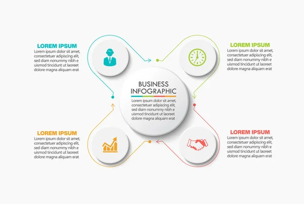 Presentatie Zakelijke Cirkel Infographic Template Met Opties — Stockvector