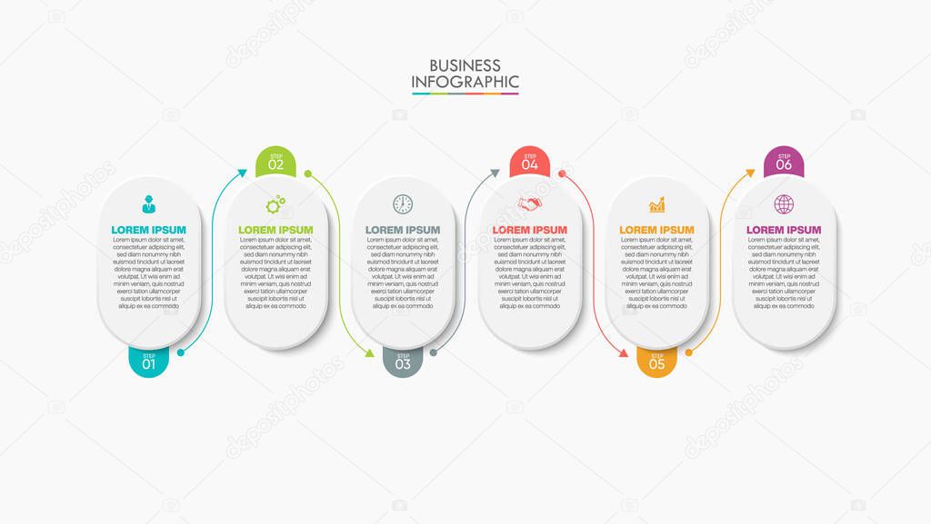 Presentation business infographic template with 6 options.