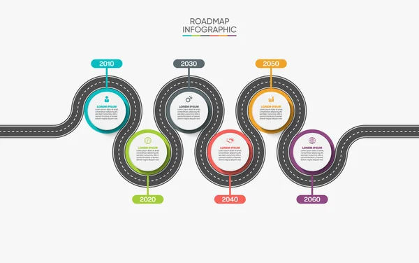 Presentazione Business Road Map Modello Infografico Con Opzioni — Vettoriale Stock